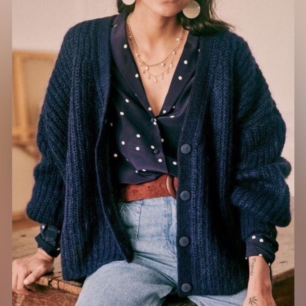 Sezane Achille Cardigan Marine - Size S